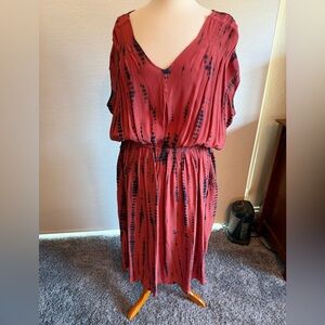 J. Jill Red and Blue Midi Dress